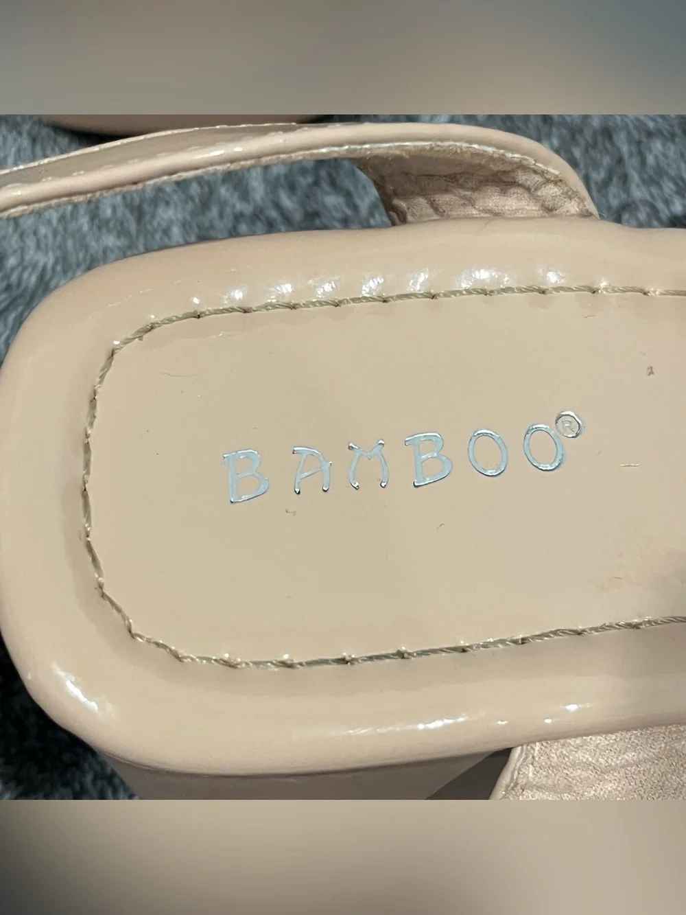BAMBOO Nala-04 Women's Single Band Wedge Platform Sandal nude/beige size 7-7.5